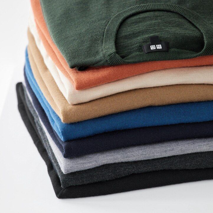 grey uniqlo extra fine merino crew neck mens jumpers