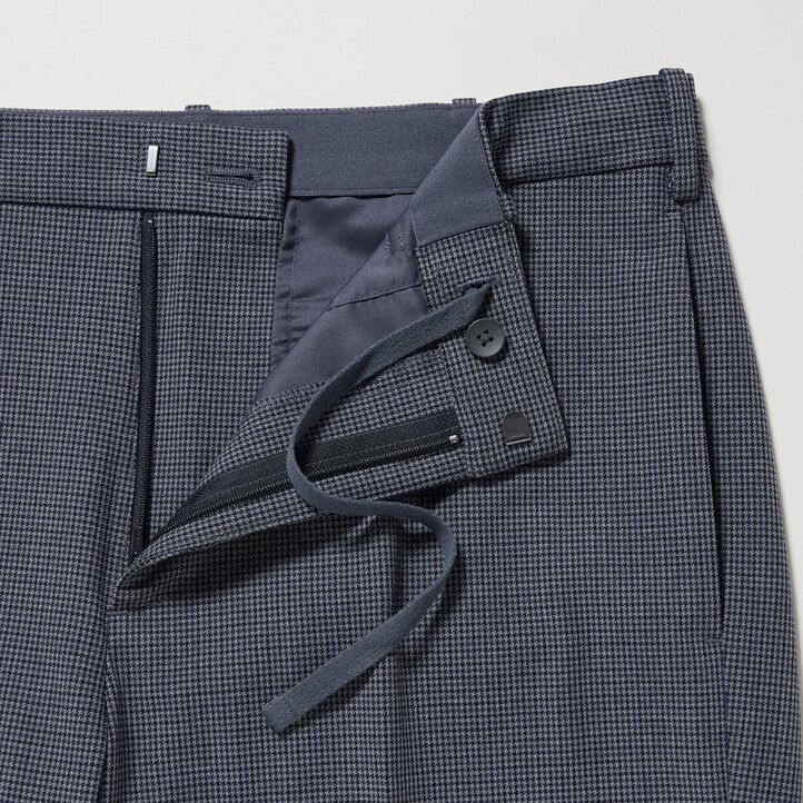grey uniqlo smart gunclub checked ankle length mens trousers