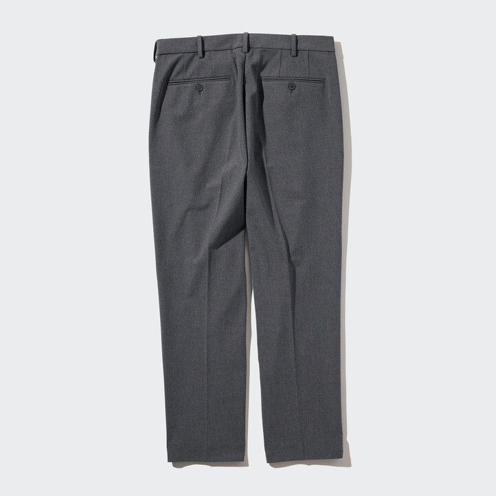 grey uniqlo smart wool like ankle length mens trousers