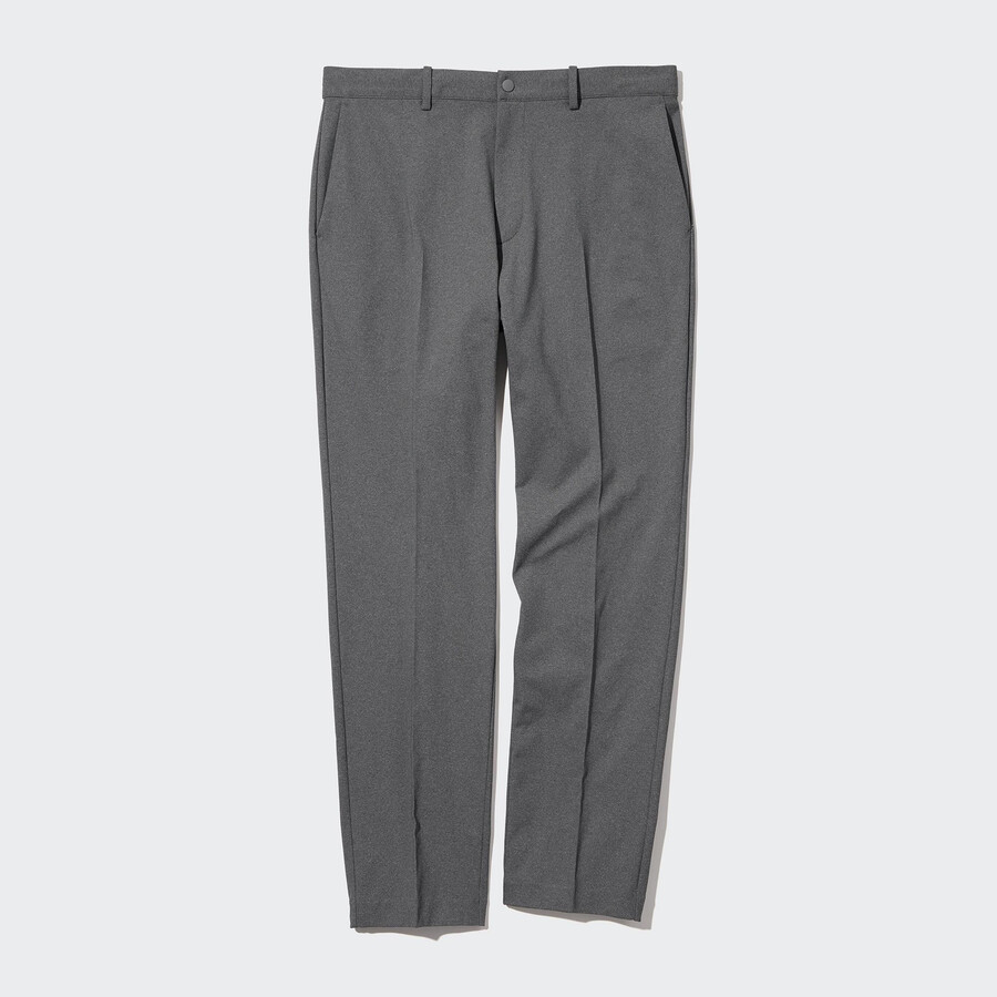 grey uniqlo smart ultra stretch ankle length mens trousers