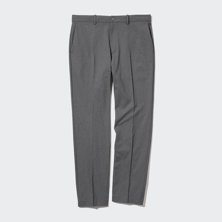grey uniqlo smart ultra stretch ankle length mens trousers