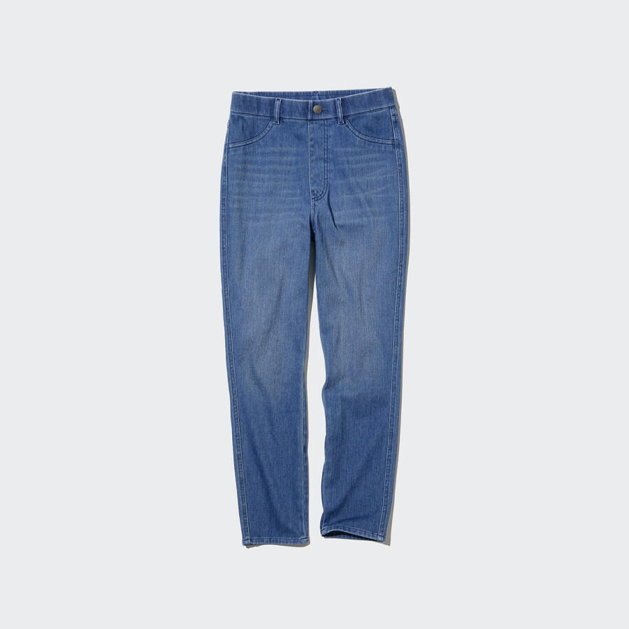 uniqlo ultra stretch high rise cropped womens tops blue
